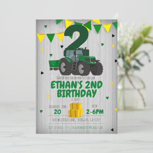 トラクターの誕生日の招待 招待状 (スタンド正面)