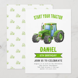 トラクターの誕生日パーティー招待状 招待状