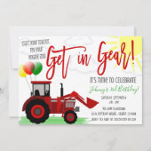 トラクターの誕生日パーティー招待状 招待状 (正面)