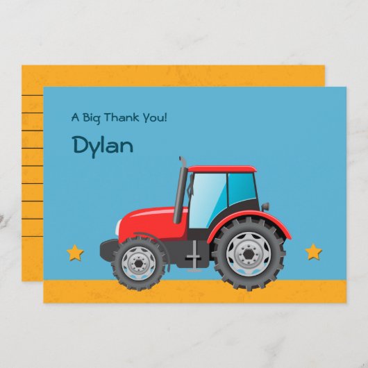 トラクターの農場車は感謝していしています サンキューカード (正面/裏面)