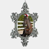 トラクターの馬のオーナメント スノーフレークピューターオーナメント (左)
