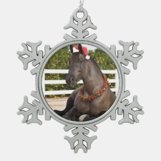 トラクターの馬のオーナメント スノーフレークピューターオーナメント