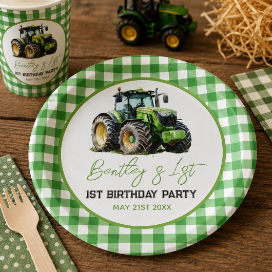 トラクターの1歳の誕生日パーティーが楽しくなる農場グッズ ペーパープレート