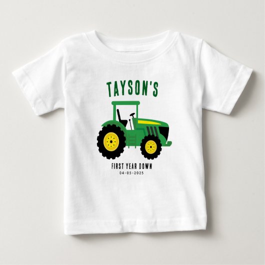 トラクターの1歳誕生日 | ファームテーマ ベビーTシャツ (正面)