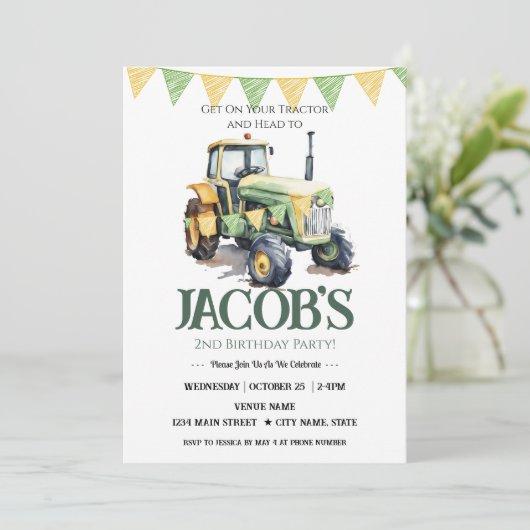 トラクターの2回目の誕生日を取得 招待状 (スタンド正面)