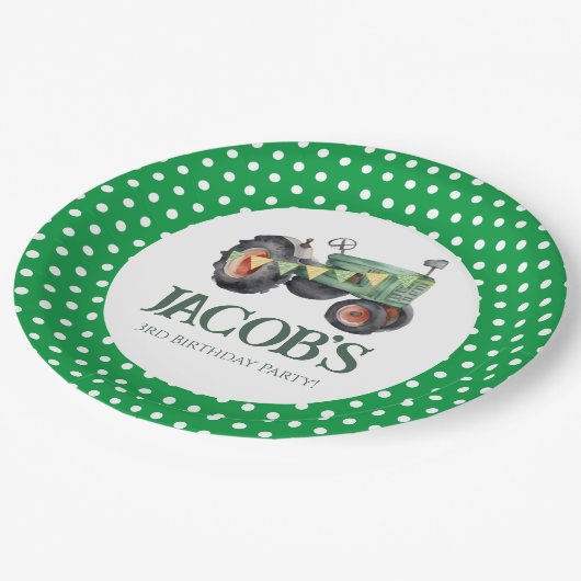 トラクターの3回目の誕生日 ペーパープレート (アングル)