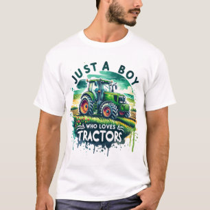 トラクターのTシャツが大好きな男の子、誕生日 Tシャツ
