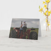 トラクターはグリーテカッコいいィングカードです カード (黄色い花)