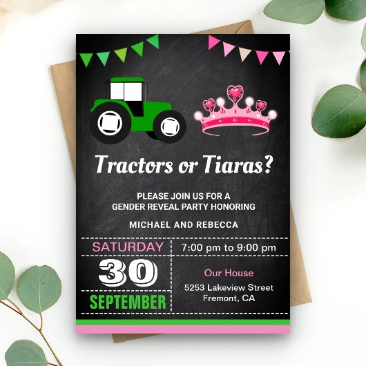 トラクターまたはティアラスジェンダーがパーティーを明らかにする 招待状