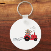 トラクターを使用したハッピー農家 キーホルダー (正面)