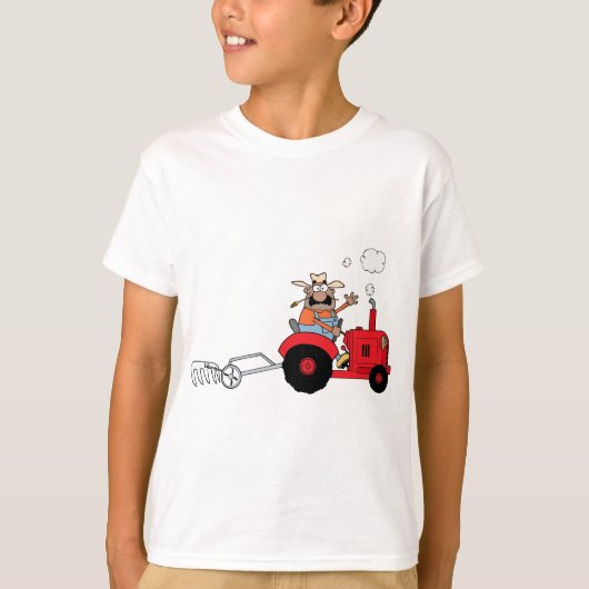 トラクターを使用したハッピー農家 Tシャツ (正面)