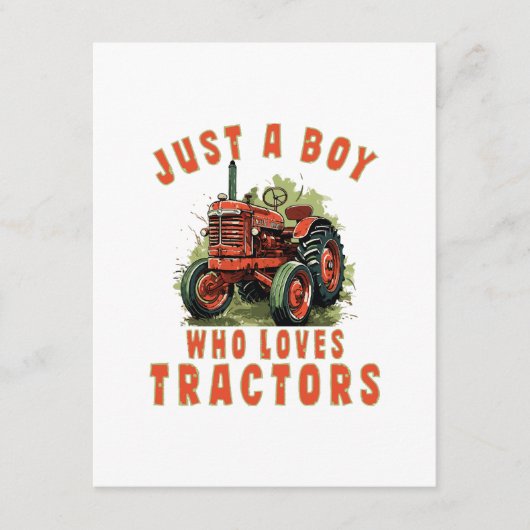 トラクターを愛するカントリーライフボーイ エンクロージャーカード (正面)