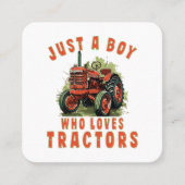 トラクターを愛するカントリーライフボーイ スクエア名刺 (正面)