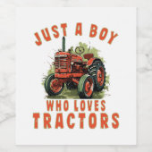 トラクターを愛するカントリーライフボーイ ワインラベル (シングルラベル)