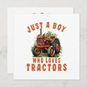 トラクターを愛するカントリーライフボーイ 招待状 (正面/裏面)