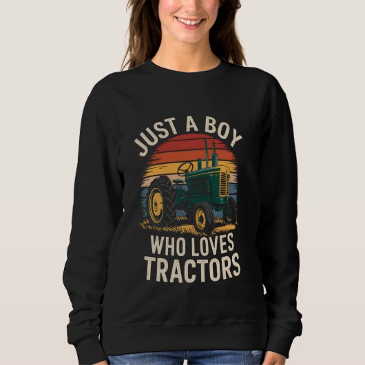 トラクターを愛する少年Farm Tractor Kids Bo スウェットシャツ (正面)