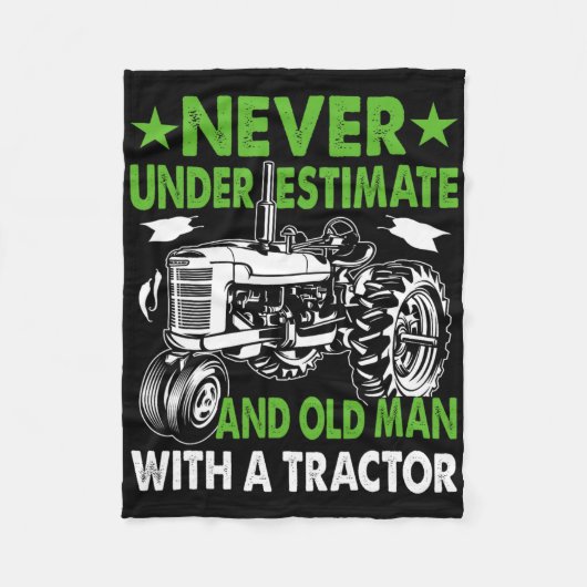 トラクターを持つ老人を決して過小評価しない フリースブランケット (正面)