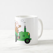 トラクターを運転している牛 コーヒーマグカップ (正面右)