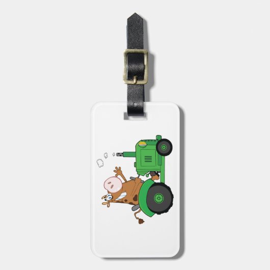 トラクターを運転している牛 ラゲッジタグ (正面縦)