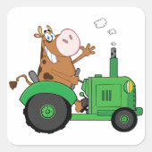 トラクターを運転する牛 スクエアシール (正面)
