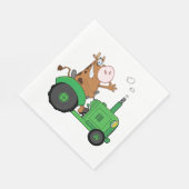 トラクターを運転する牛 スタンダードランチョンナプキン (角)