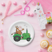 トラクターを運転する牛 ペーパープレート (パーティー)