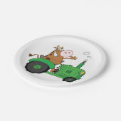 トラクターを運転する牛 ペーパープレート (アングル)