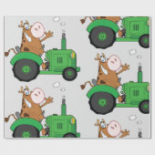 トラクターを運転する牛 ラッピングペーパー (フラット)
