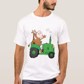 トラクターを運転する牛 Tシャツ (正面)