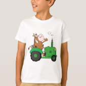 トラクターを運転する牛 Tシャツ (正面)