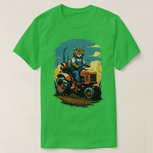 トラクターを運転する猫 Tシャツ (デザイン正面)