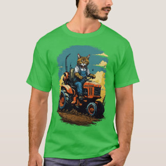 トラクターを運転する猫 Tシャツ