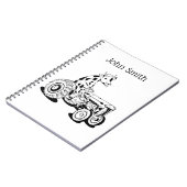 トラクターを運転する白黒の牛 ノートブック (左側)