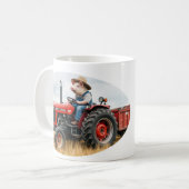 トラクターを運転する豚のマグカップ コーヒーマグカップ (正面左)