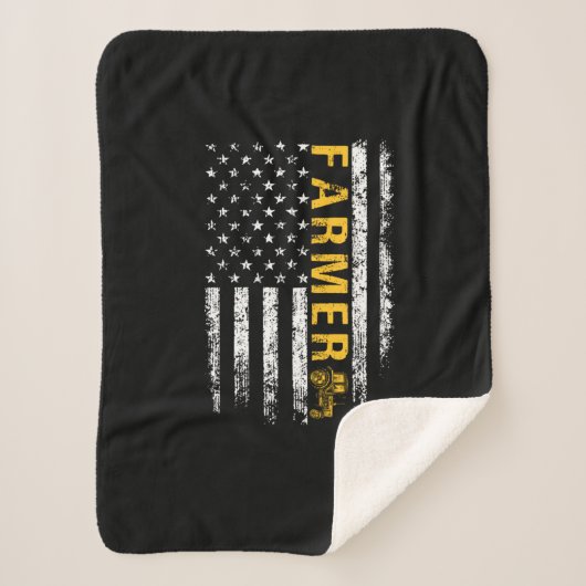 トラクターアメリカンUSAフラグおもしろい農家ランチャー シェルパブランケット (正面)