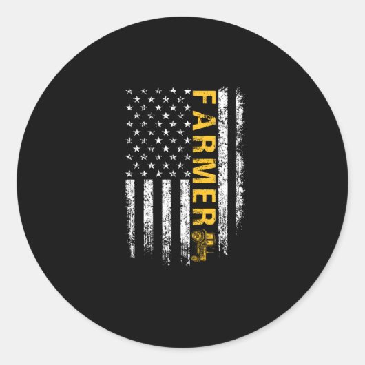 トラクターアメリカ合衆国国旗おもしろい農家ランチャー ラウンドシール (正面)