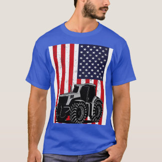 トラクターアメリカ国旗の愛国的ヴィンテージ農業2 Tシャツ