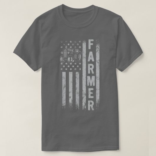 トラクターアメリカ国旗グラフィック愛国的農家遠 Tシャツ (デザイン正面)