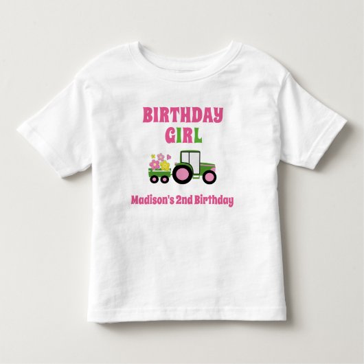 トラクターガール誕生日Tシャツ幼児キッドチャイルド トドラーTシャツ (正面)