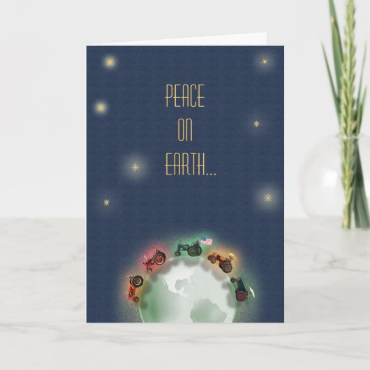 トラクタークリスマスカード:古いトラクターに良い意志! シーズンカード (正面)