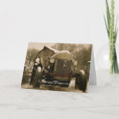 トラクタークリスマスカード：古いトラクターメモリ シーズンカード (正面)