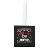 トラクタークリスマス農家 キューブオーナメント (正面)