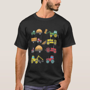 トラクタークールスケッチ農場愛好者農業小僧 Tシャツ