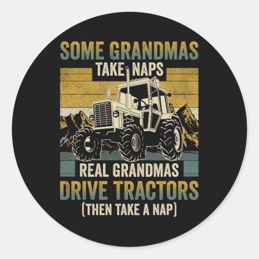トラクターグランマファームギフト実在グランマスドライブトラ ラウンドシール (正面)