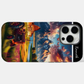 トラクターサンセットインザマウンテンズ Case-Mate iPhoneケース (裏面 (横))