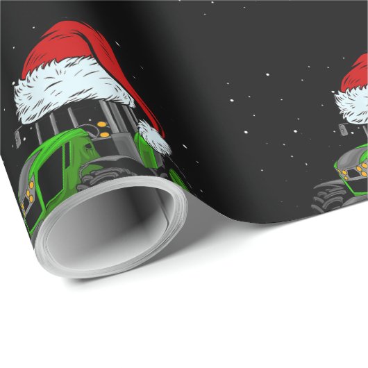 トラクターサンタハットクリスマス農家ファミリーおもしろいファ ラッピングペーパー (ロールコーナー)