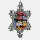 トラクターショーのトラクターの座席 スノーフレークピューターオーナメント (左)