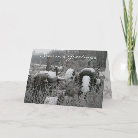 トラクターシーズンのグリーティングクリスマスカード シーズンカード (正面)