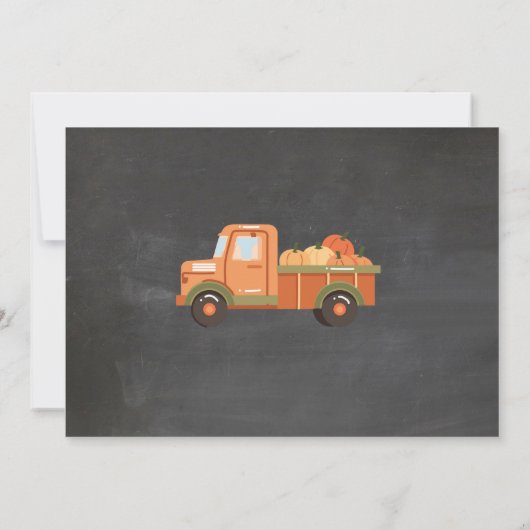 トラクターズカボチャ誕生日第1写真少年チョーク 招待状 (裏面)