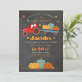 トラクターズカボチャ誕生日1stワン秋チョーク 招待状 (スタンド正面)